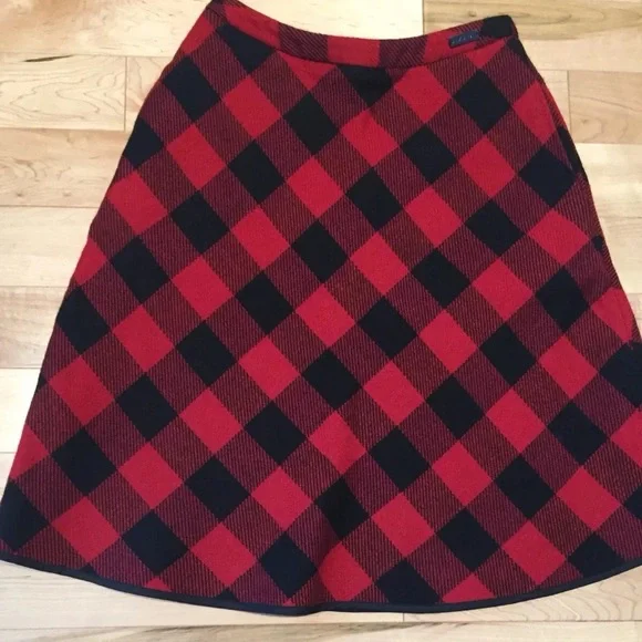 ❤️Sale 2/$40 Pink tartan red plaid wool circle skirt size 0 - Picture 3 of 7
